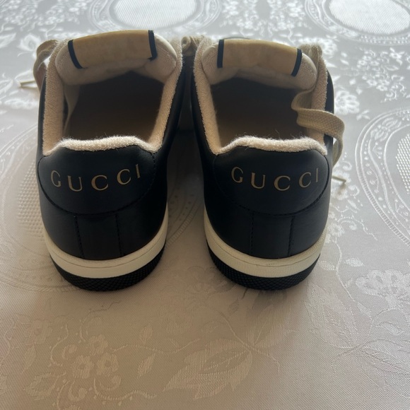 Gucci Men Screeners Leather Black and White Trainers NWB Size 5 (Women’s 8.5) - Picture 7 of 16